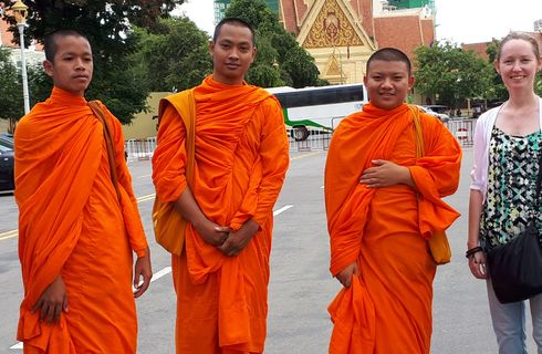 Amanda O'Brien with Buddhist Monks in Cambodia Amanda O'Brien with Buddhist Monks in Cambodia